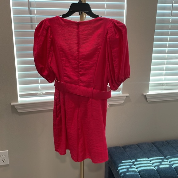 Lavender Brown short belted dress in bright pink. Size US Medium. - Picture 3 of 4